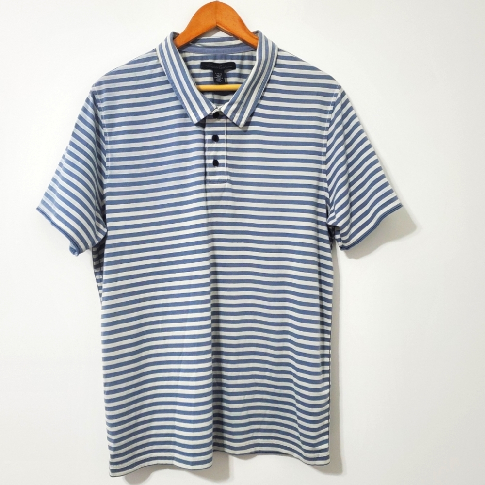 Kenneth Cole Polo Shirt Gray Striped Mens Large